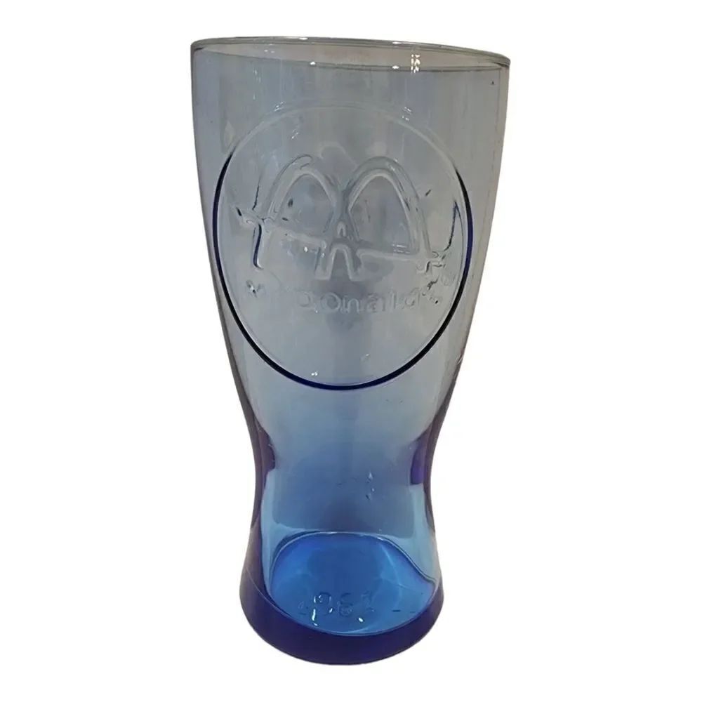 McDonald's 1961 Retro Blue Drinking Glass Promo 2012 16 oz. Vintage-Style EUC